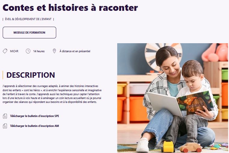 Contes et histoires à raconter<br />
Fiche de formation Iperia